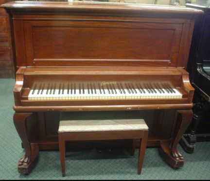 Conover Upright Piano Carved Curved Legs Mahogany A440