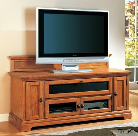 Modern Style Wood Honey Oak TV Stand Media Center Living Room