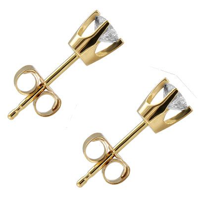 30 ct real round diamond stud earrings 14k gold gem type 100 %