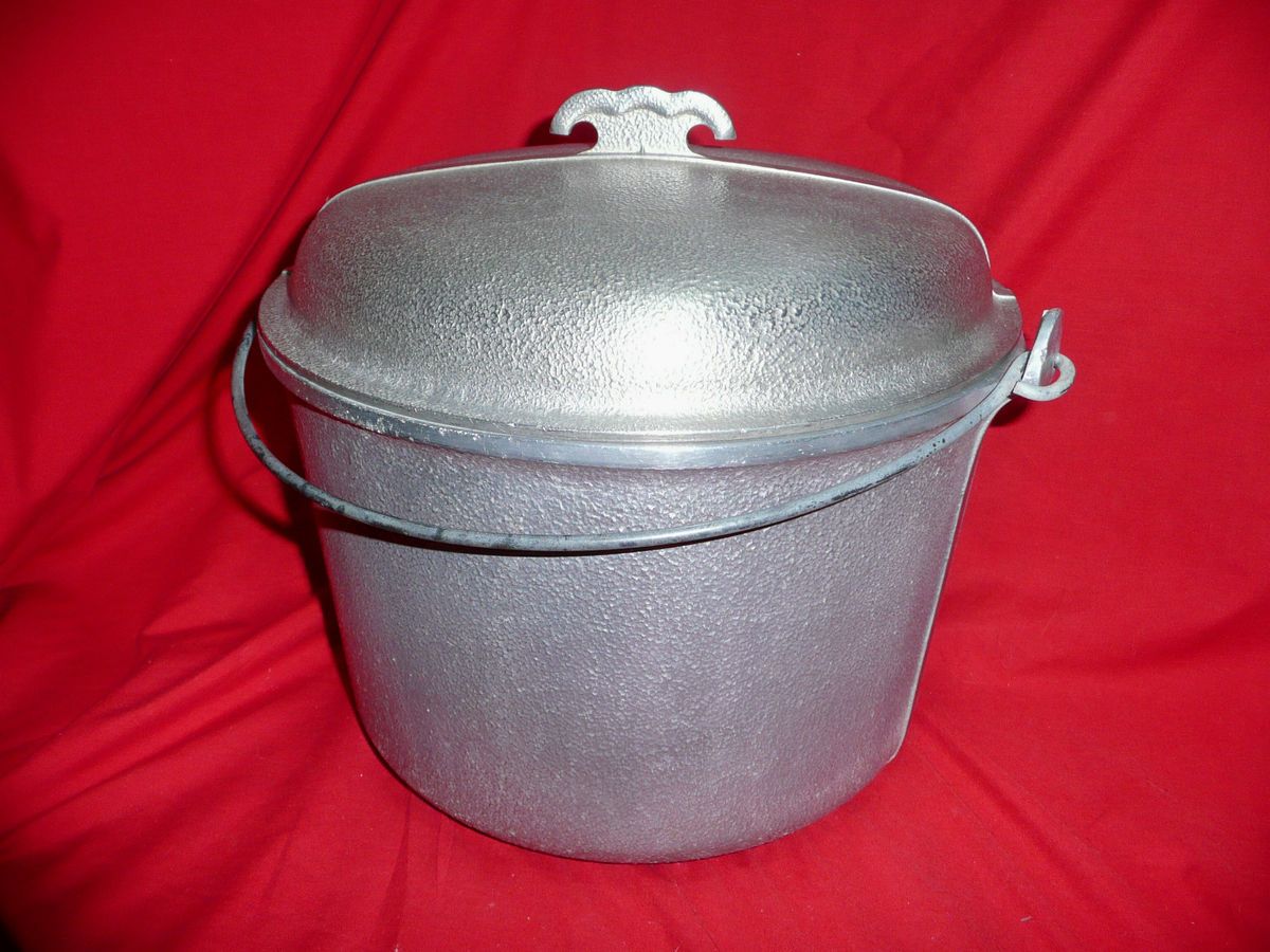   Service Large Stock Pot Metal Lid Kettle Oven Ware Aluminum Cookware