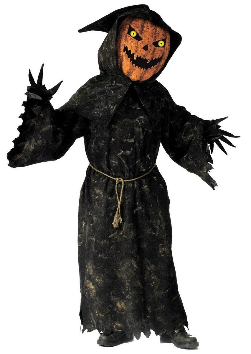 Bobble Head Pumpkin Horror Scary Fancy Dress Halloween Costume + Mask