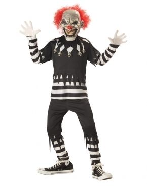 Psycho Clown Kids Boys Girls Halloween Costume Scary M