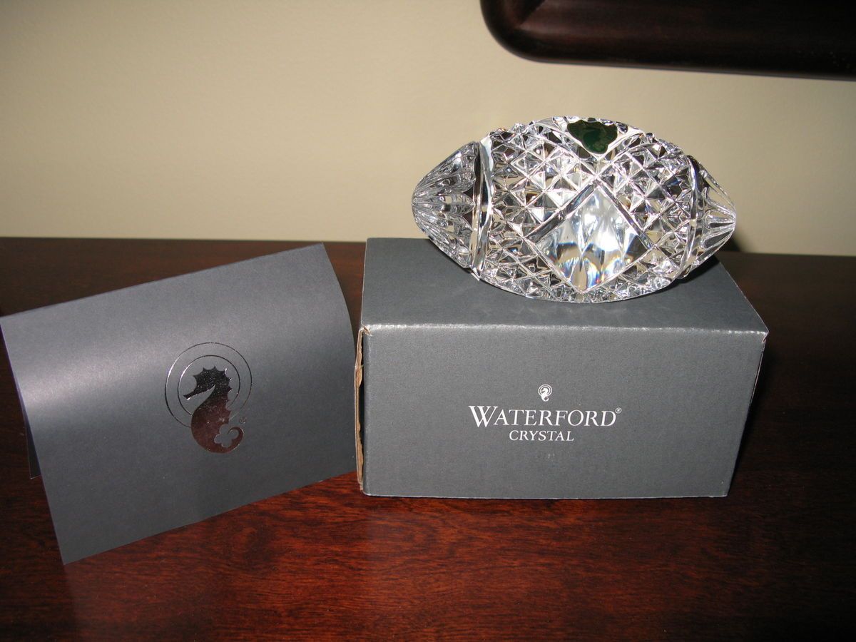 New Waterford Crystal Football BP Blank Panel Paperweight with Box