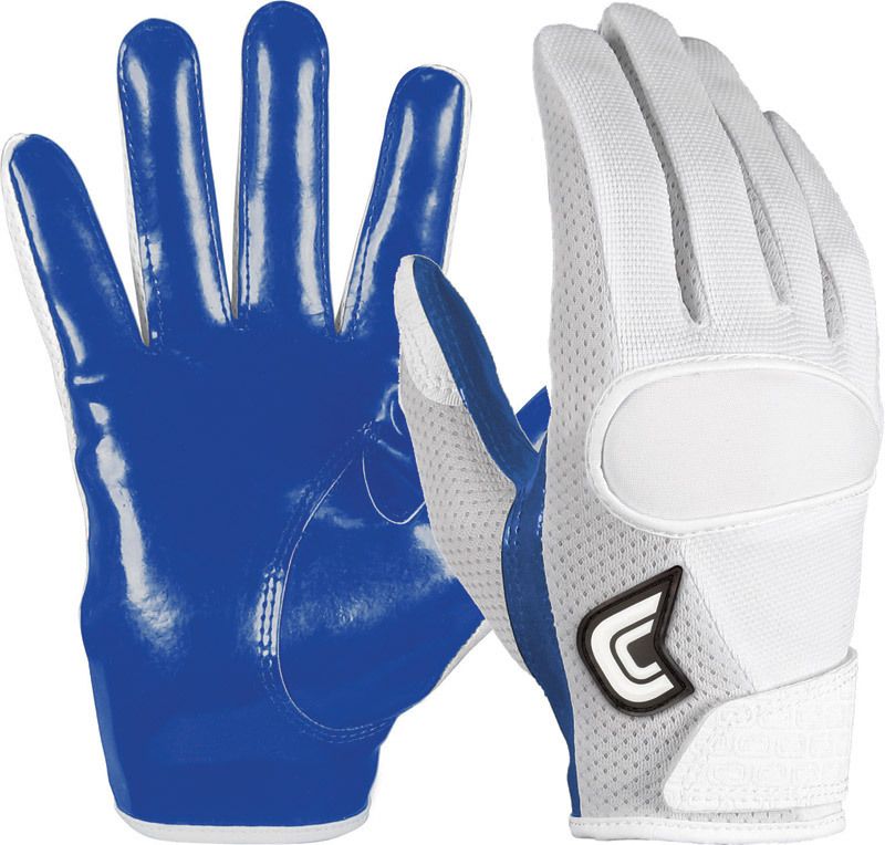 Cutters Flip Football Gloves Adult Sizes White and Royal 017 Original