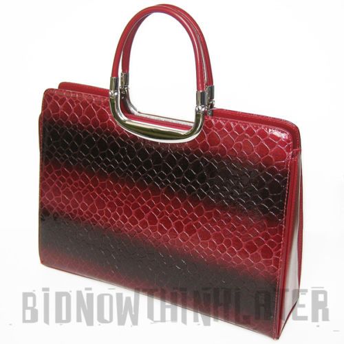 Vani Designer Woman Red Croc Briefcase Handbag Purse