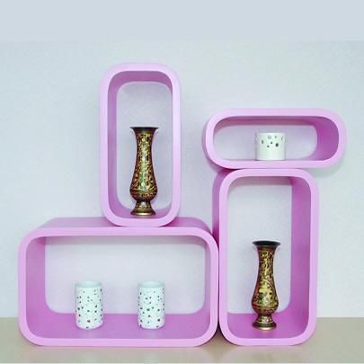 4pcs Pink Cosmos Cube Shelf R4 Stackable Wall Box New