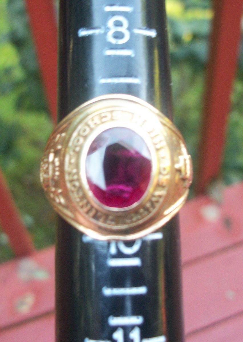 10KT Gold de Witt Clinton High School Class Ring with Ruby