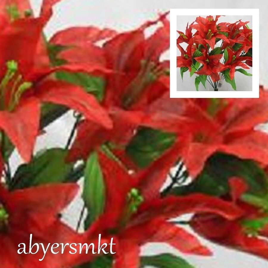 20 inch Tiger Lily Red Silk Flowers Artificial Plants Wedding
