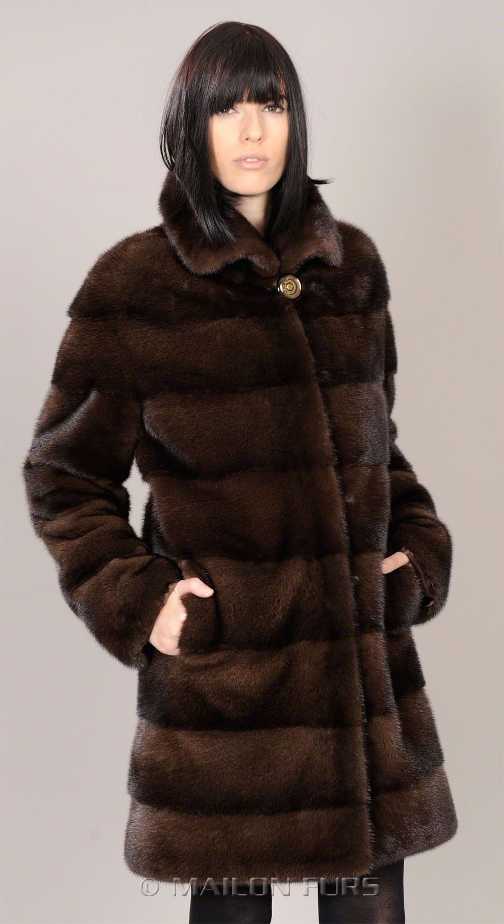 Demi Buff brown natural mink fur coat jacket   pelts across  all sizes