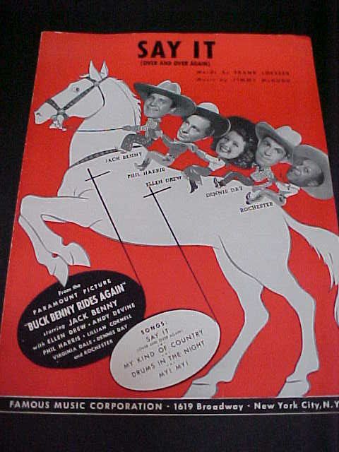  Sheet Music Say It Featuring Jack Benny Rochester Dennis Day