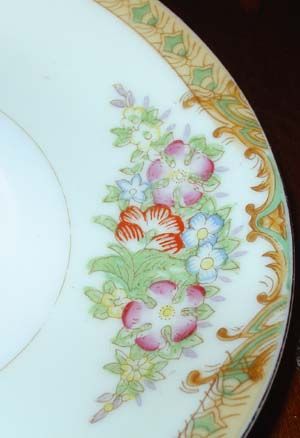 Vintage Diamond Hand Painted Japan Floral Saucer Plate