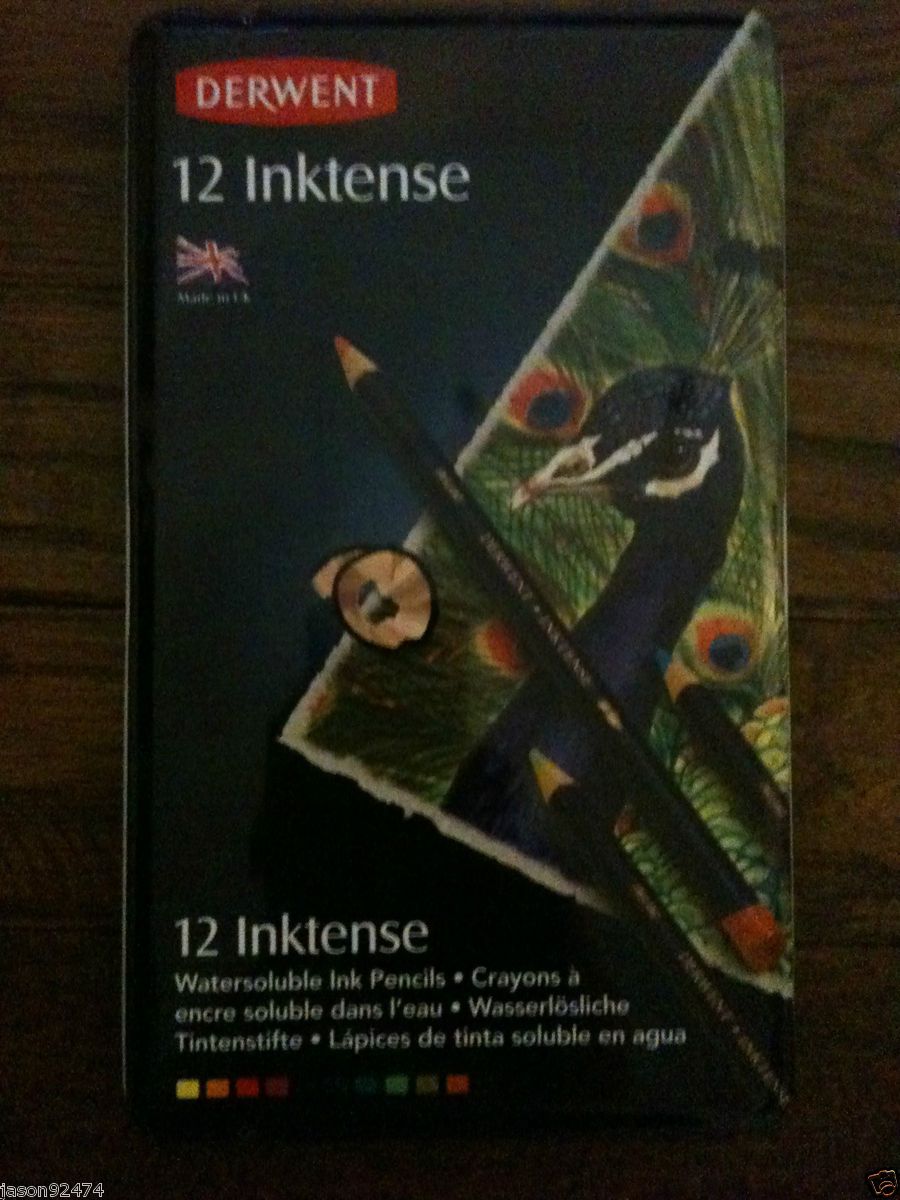 DERWENT INKTENSE COLORED PENCILS SET OF 12 NEW NR WATERSOLUBLE INK