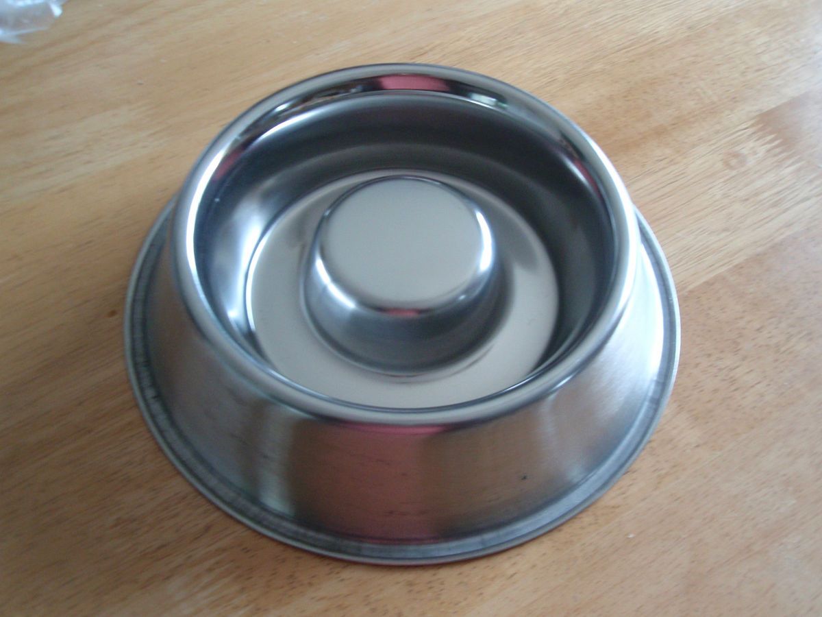 INDIPETS Heavy Stainless Steel Small dog / cat Slow Feed Bowl