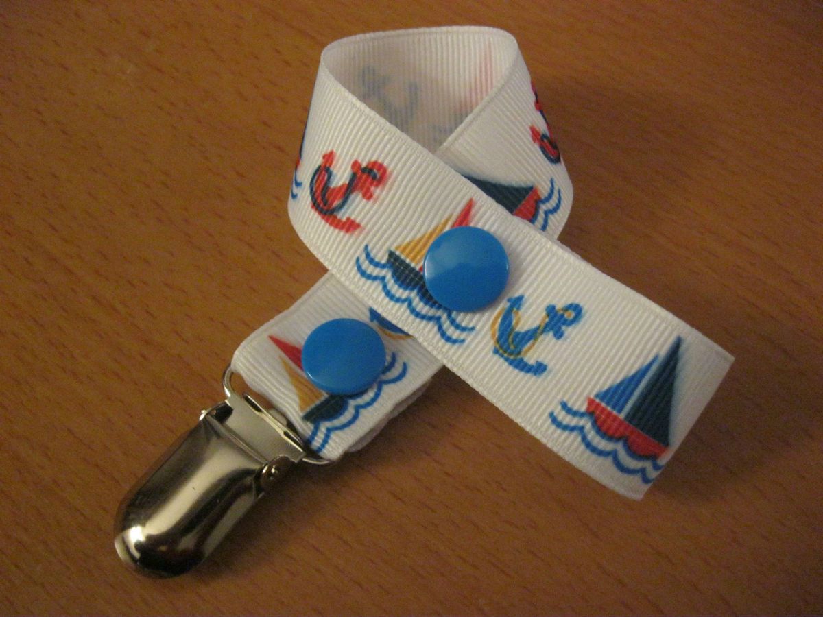 Baby Dummy Clip Sailing Yachts Anchors Pacifier Strap