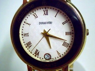  Authentic Philippe Bernard Doucette 23K Gold Quartz Wristwatch