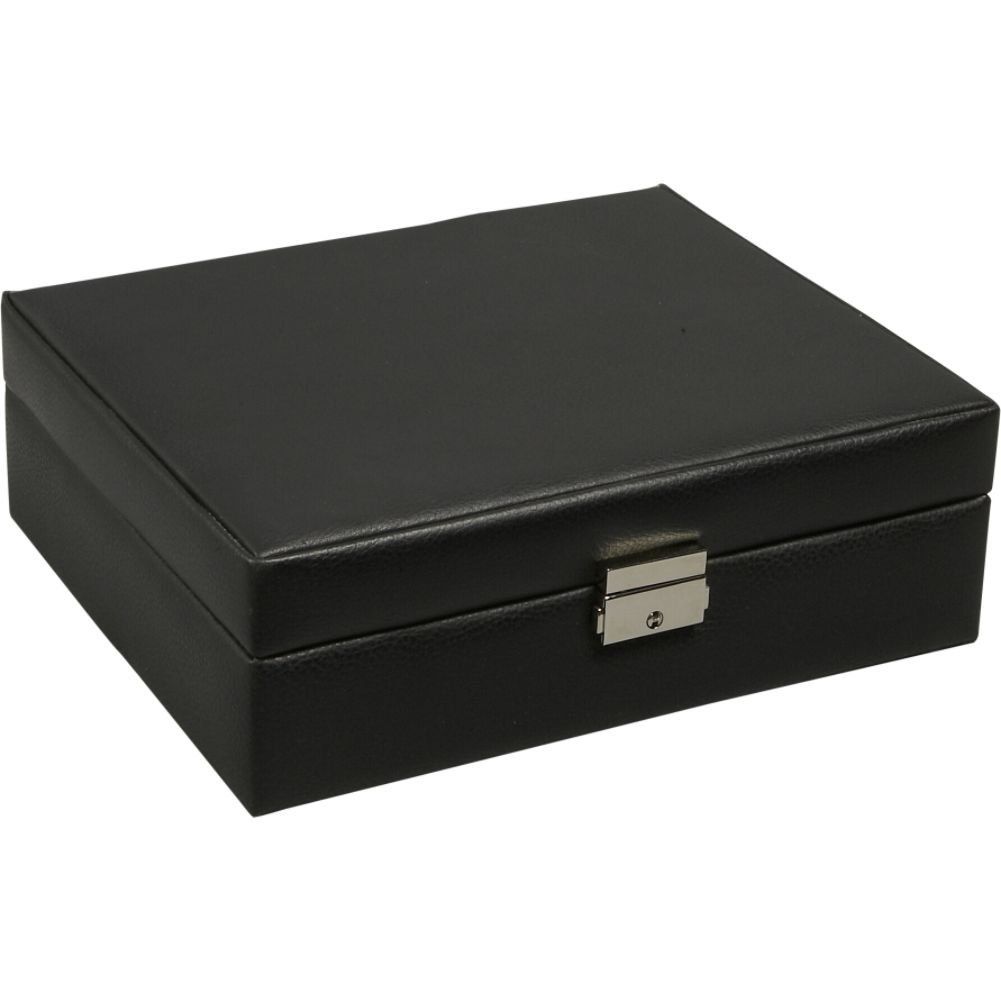 Dopp Black Leather Jewelry Watch Ring Cufflink Storage Box w Hidden
