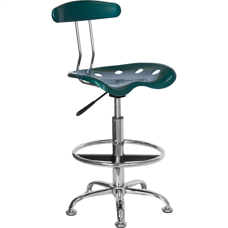 DRAFTING CHAIR STOOL TRACTOR SEAT GREEN DRAWING OFFICE HOME BAR