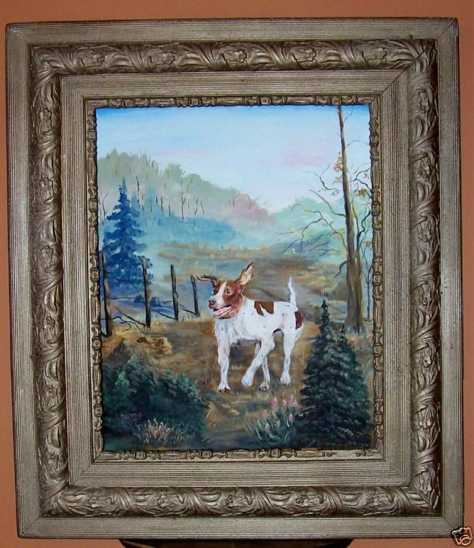 Original Painting English Pointer Bird Dog Framed
