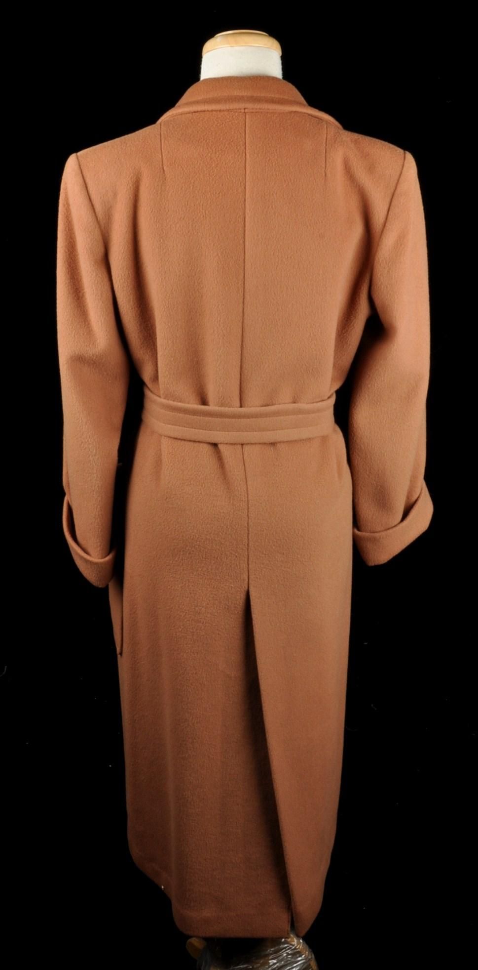 Vintage Emmanuelle Khanh Camel Wool Cashmere Full Length Coat Sz M