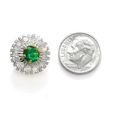 Russian Jewelry Diamond Emerald Earrings 14k Gold 