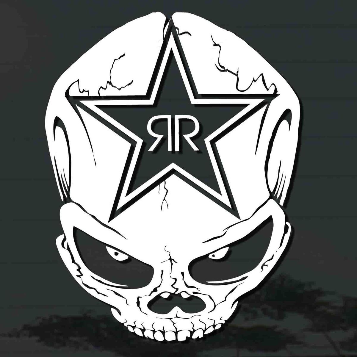 X1P Rockstar Energy Drink Skull Head Sticker Cut Out Truck Car