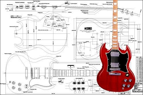  Gibson SG® Full Scale Electric Guitar Plan