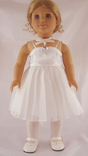Doll Clothes Fits American Girl Ivory Satin Pleated Fancy Dress