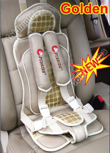  Auto Car Safety Booster Seat Cover Harness Cushion Belt Golden