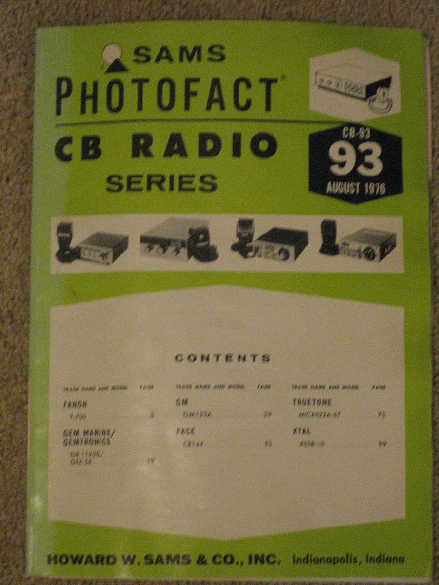  CB 93 CB RADIO PHOTOFACT SERIES aug 1976 FANON GEMTRONICS GM PACE MORE