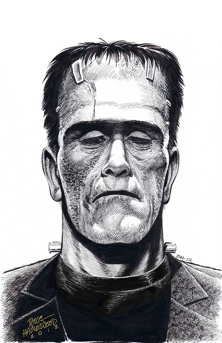 Frankenstein Monster Original Illustration Doug Hazlewood Comic Book