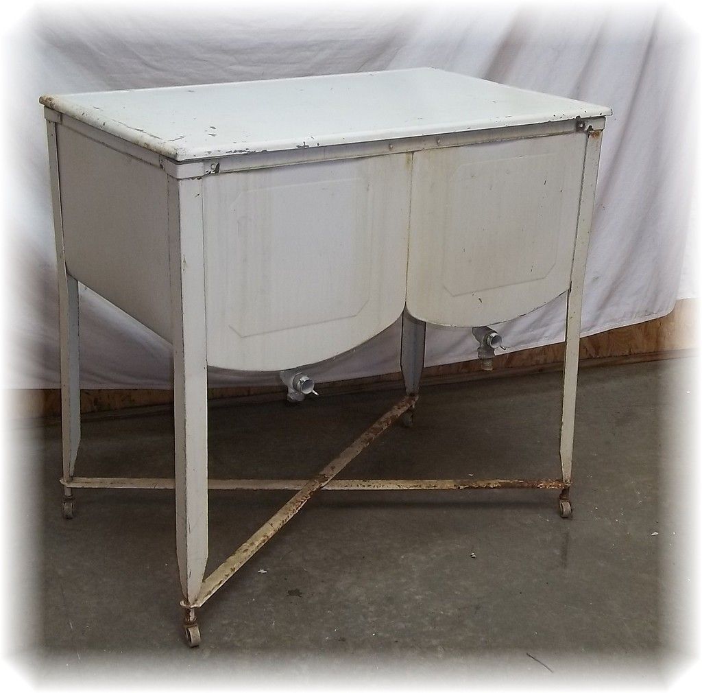 Double Wash Tub Galvanized Metal Stand Planter Ice Chest