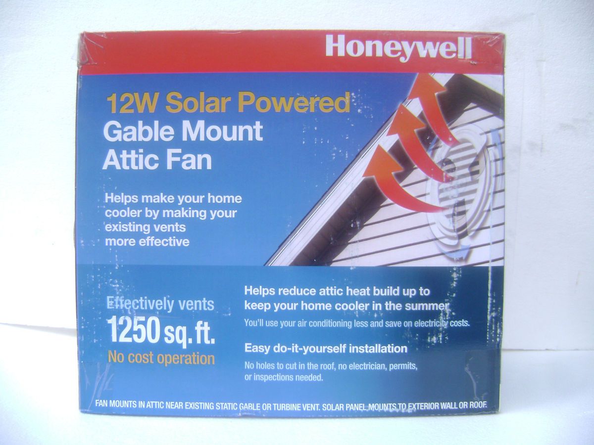 SEALED NEW Honeywell 12W Solar Powered Gable Mount Attic Fan