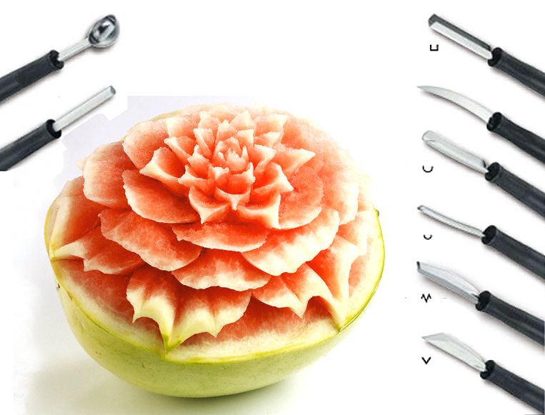 Classic Garnishing Tools Chef Carving Tools Set Melon Baller with Bag