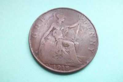 1918 KN George V UK One Penny Coin Scarce Mint Mark