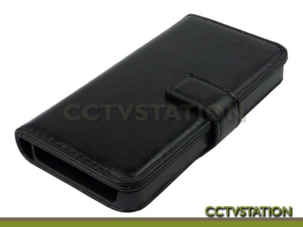 Black Leather Wallet Case Folding Stand Cover ID Slot for Apple iPhone