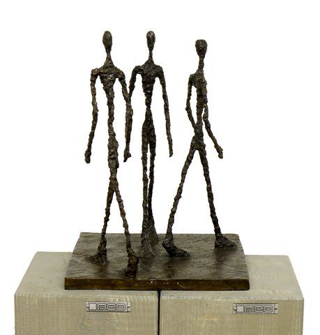  Art Bronze Sculpture Three Men Walking Giacometti Signed