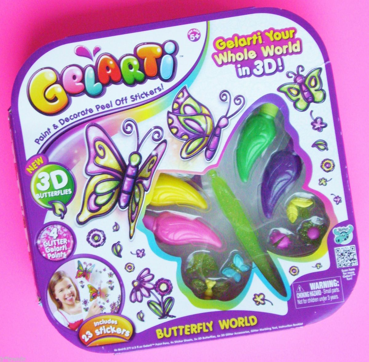 Gelarti 3D Butterfly World Glitter Paint Decorate 3D Stickers NEW
