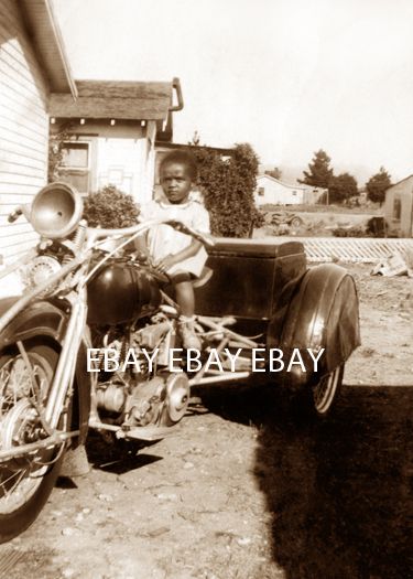 1900s Black African American Girl Harley Davidson Indian Motorcycle