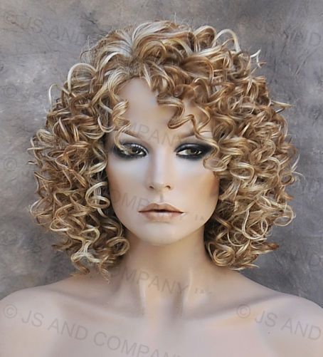 Human Hair Blend wig Curly Pale Blonde and Strawberry blonde mix Heat
