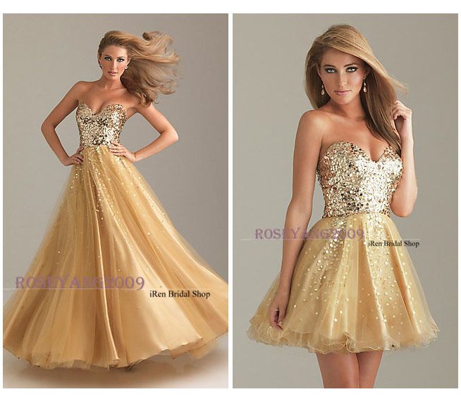  Size Sequins Long Gold Prom Dress Evening Party Dresses Gown