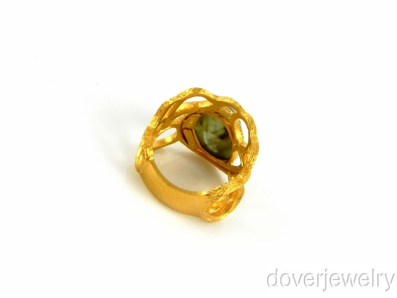 Italian Design Green Quartz 14k Gold Large Ring