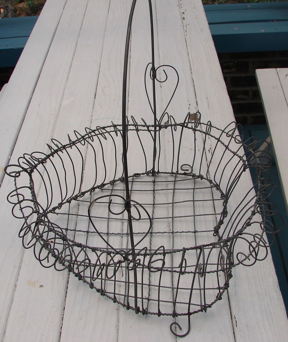 Heart Basket Metal Wire Vintage Unique 15x17 Large Garden Galvanized