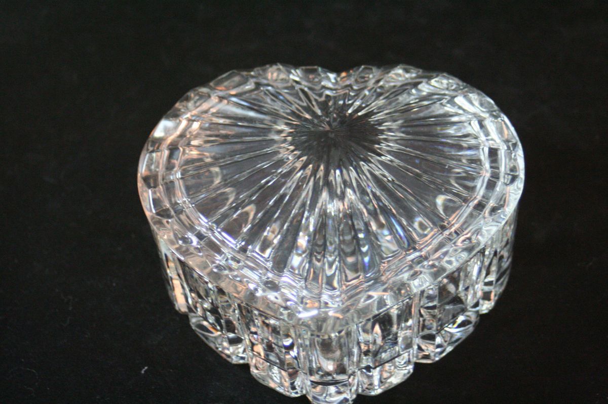 Clear Glass Heart Shaped Trinket Box