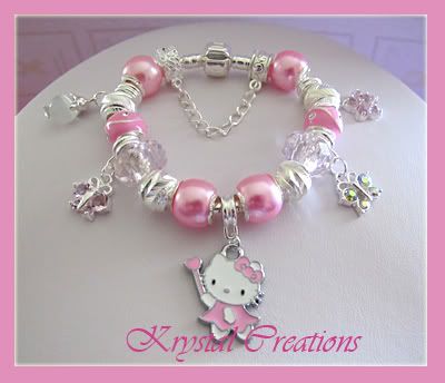 Sweet Pink Hello Kitty Charm Bracelet Lots of Charms Girls 16cm