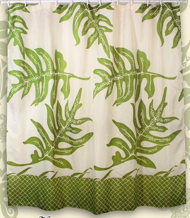 Lauae Fern Hawaiian Quilt Print Bathroom Fabric Shower Curtain