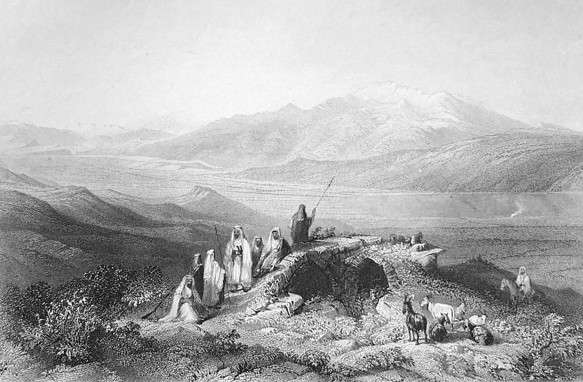 Holy Land Israel Mount Hermon River Jordan Bartlett Antique Print