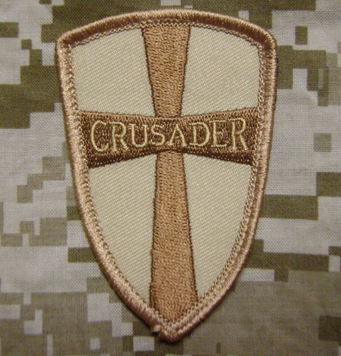 CROSS CRUSADER SHIELD TACTICAL US ARMY MORALE ISAF MILSPEC DESERT