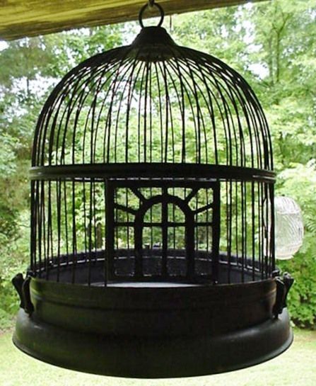  Antique Art Deco Metal Hanging Bird Cage