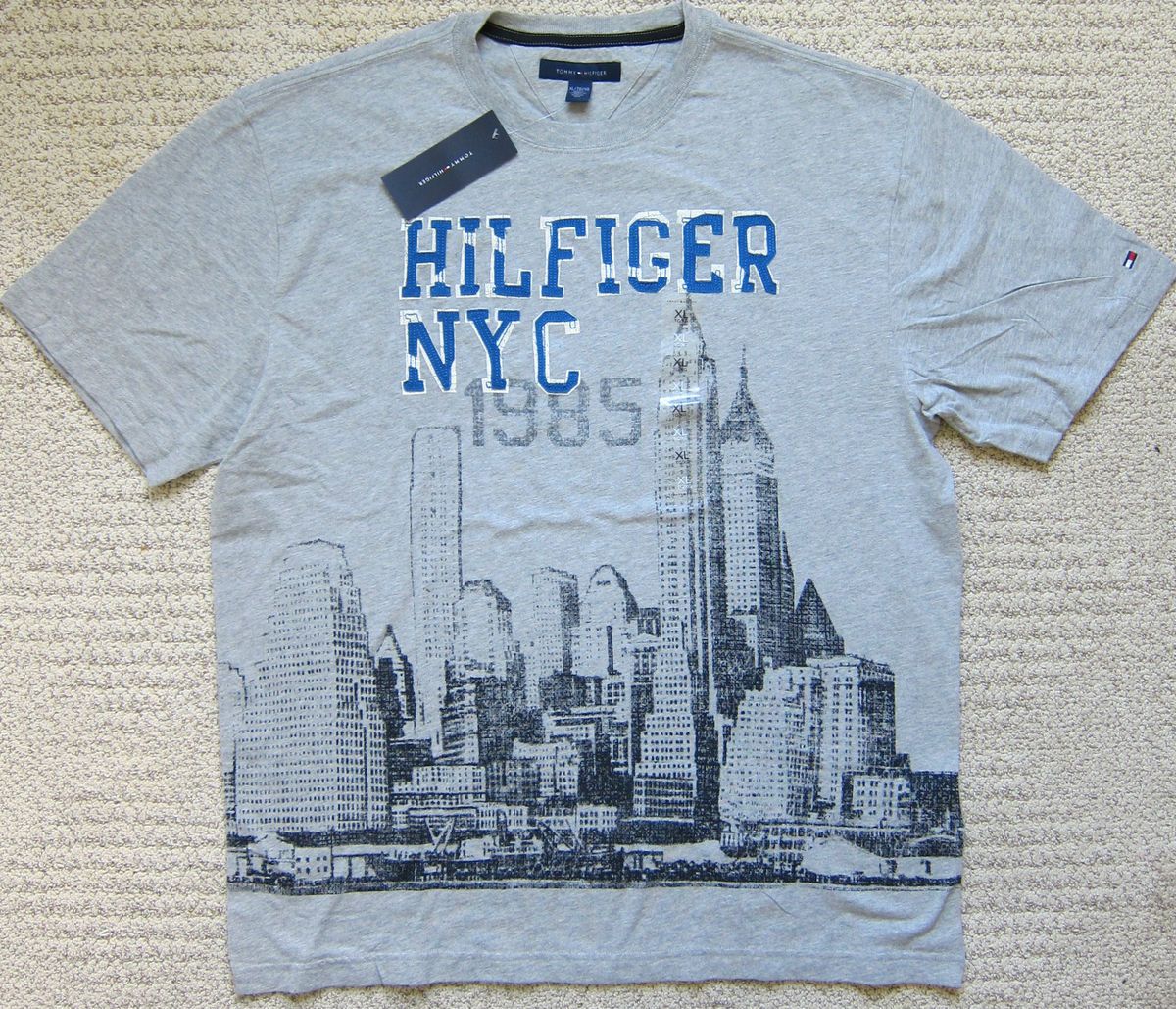 Tommy Hilfiger Grey New York City  T Shirt Mens Size XL 2XL $34 50