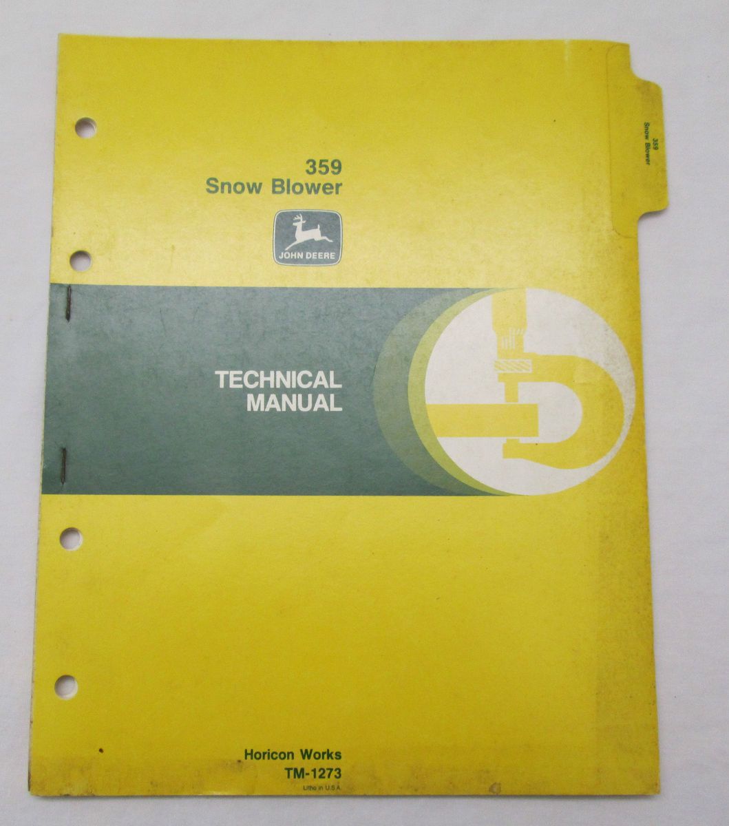  359 Snow Blower Technical Manual Horicon Works TM 1273 USA